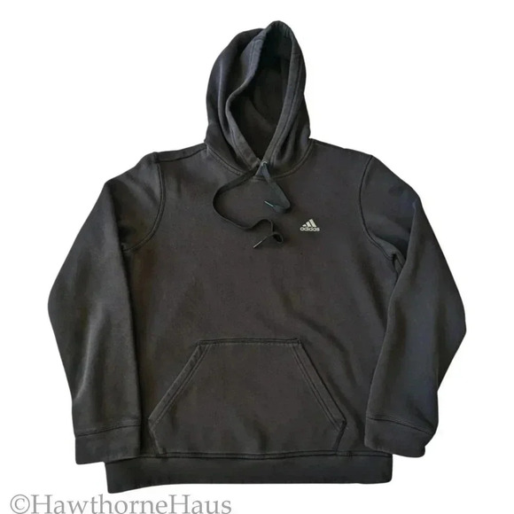 ADIDAS Black Pullover Hoodie Size M Kanga Pocket - Picture 1 of 9